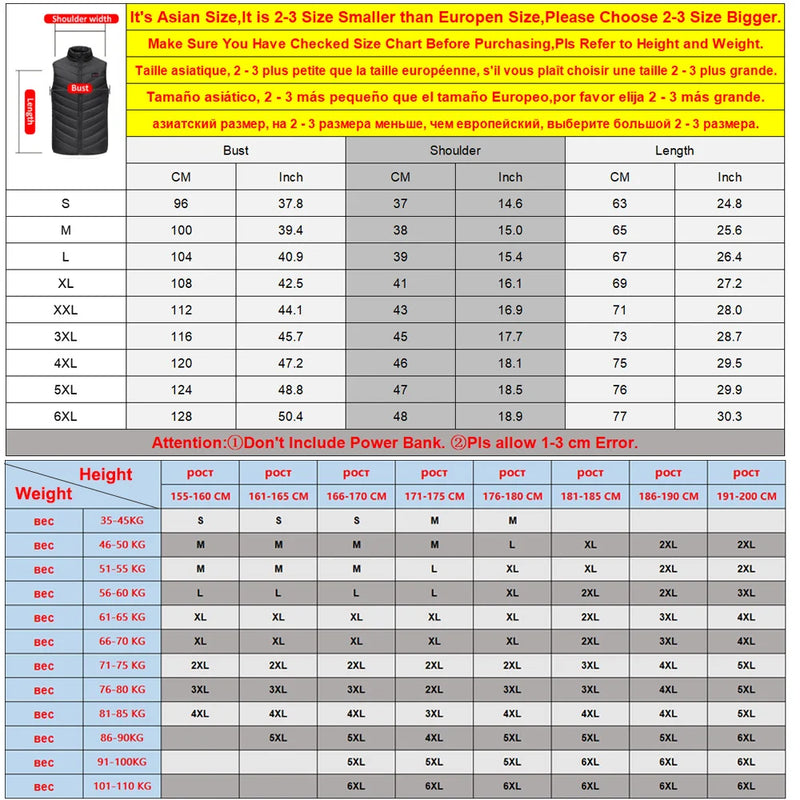 17/13/9 Areas Usb Heated Jacket Men Women Electric Heated Vest Heating Vest Heated Bodywarmer Usb Inner Heat Vest Veste