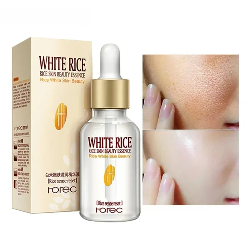 White Rice Face Serum Shrink Pores Brightening Whitening Cream Anti Aging Lines and Wrinkles for Glowing Skin Firm Care Essence