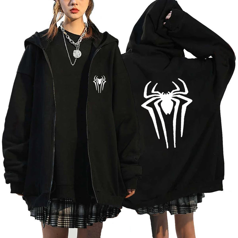 Spider Zipper Hoodies Spider Print Oversized Hip Hop Jacket Men Women Zip Up Hoodie Sweatshirts Y2K Coat Gift Fleece Long Sleeve