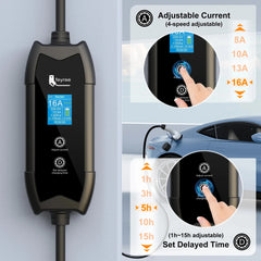 Feyree EV Charger | 3.5kW Portable TS-NACS Plug | LCD Screen | Delay Schedule | Level 1 & 2 Charging Station for Tesla & Electric Vehicles