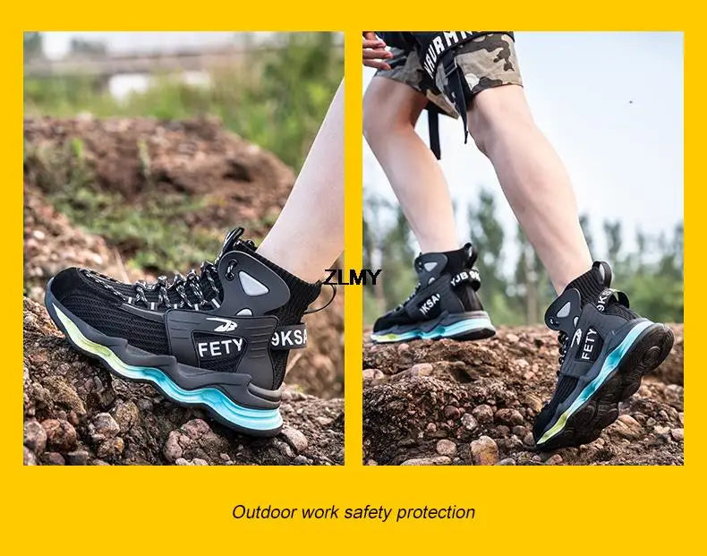 Safety Shoes Men Work Sneaker Steel Toe Shoes Puncture Proof High Top Work Safety Boots Male Lightweight Work Shoes