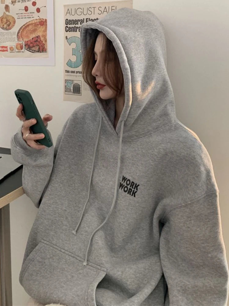 Hoodies Women Streetwear Letter Leisure Students Basic Loose All-match Ulzzang Personality Spring Retro