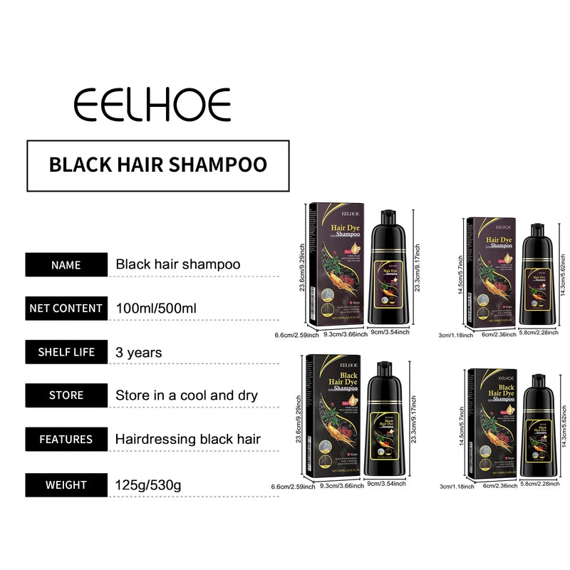 EELHOE Natural Herbal Hair Dye Shampoo for Hair Loss Moisturizing Hair Darkening Strengthen Magic Polygonum Multiflorum Shampoo