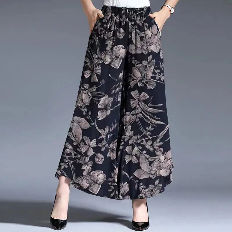 Ice Silk High Waist Wide Leg Pant Women Tie Dye Pocket Loose Korean Casual Fashion Versatile Print Straight Trousers