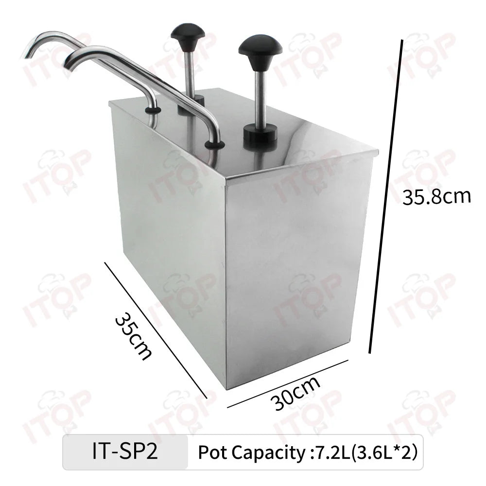 3.6L Stainless Steel Sauce Pump Dispenser | Commercial Kitchen Sauce Station | Ketchup & Black Pepper Sauce Dispenser