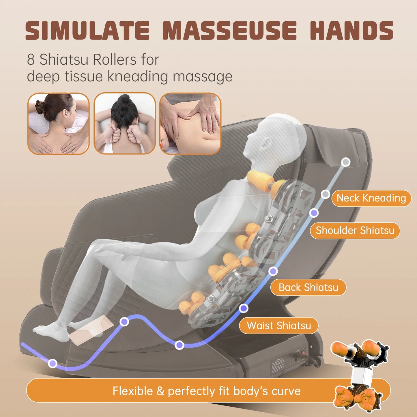 Massage Chair Recliner, Zero Gravity Full Body Massage Chair with Airbags, Heating, Bluetooth Speaker and Foot Rollers