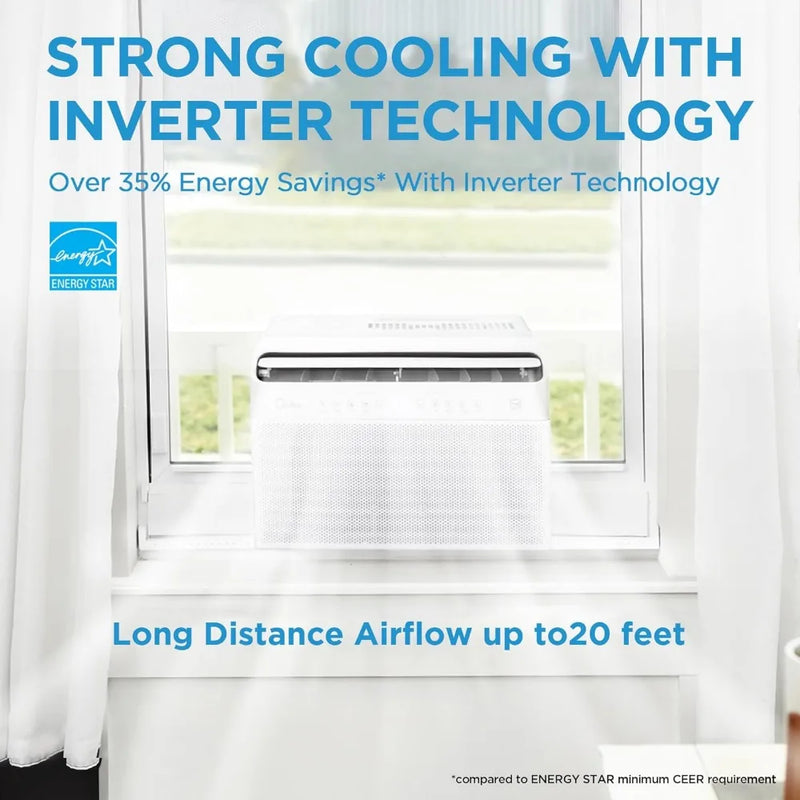 8,000 BTU U-Shaped Smart Inverter Air Conditioner –Cools up to 350 Sq. Ft., Ultra Quiet with Open Window Flexibility