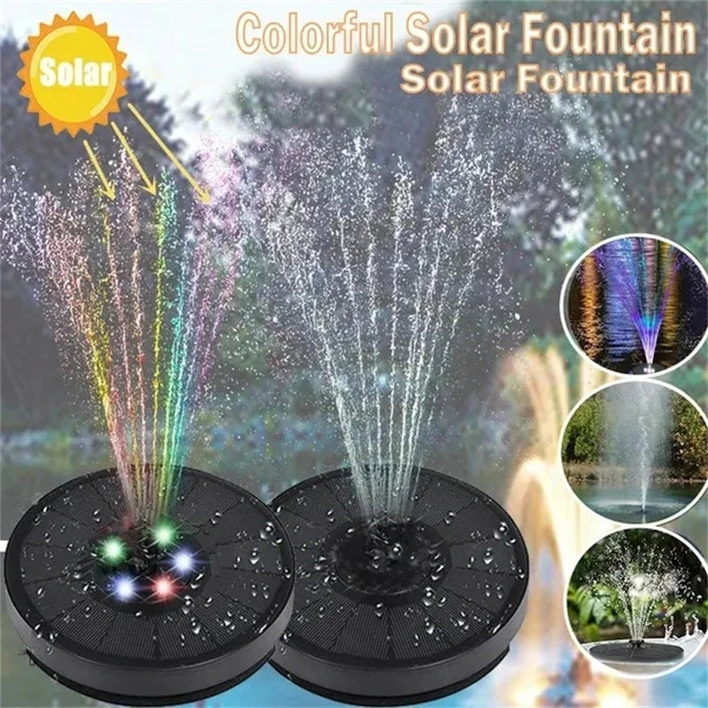 Solar Fountain Pump Energy-saving Plants Watering Kit Colorful Solar Fountain Solar Panel Bird Bath Fountain Outdoor Garden Pool