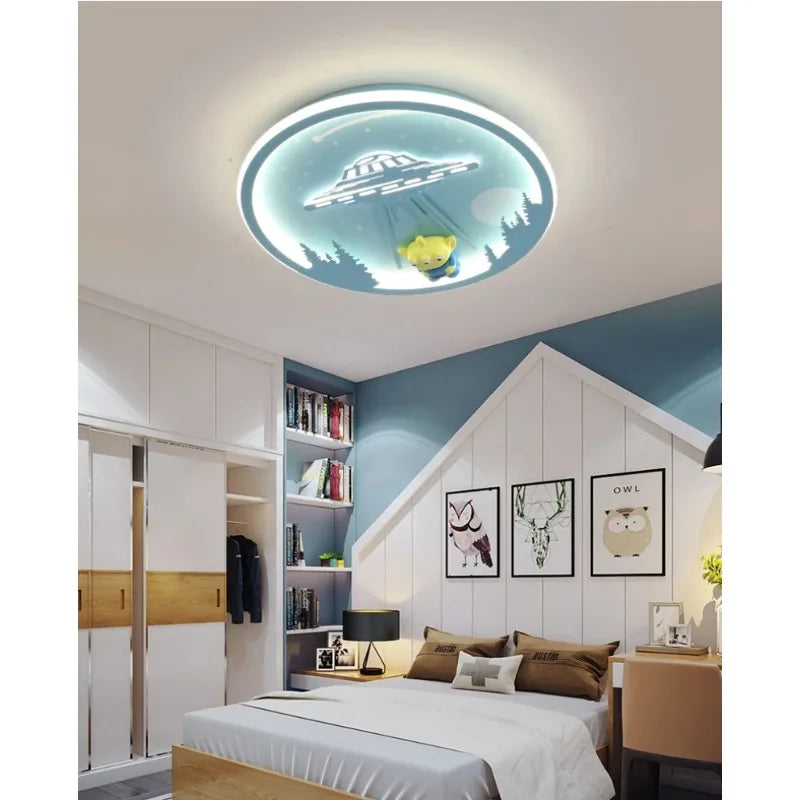 Ceiling Light with Full Spectrum LED, Eye Protection for Kids Room, Minimalist Round Bedroom Light for Boys and Girls