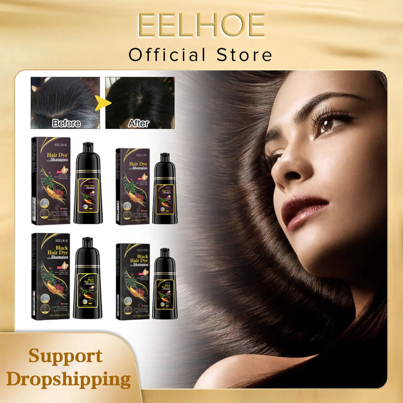 EELHOE Natural Herbal Hair Dye Shampoo for Hair Loss Moisturizing Hair Darkening Strengthen Magic Polygonum Multiflorum Shampoo