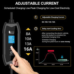 Feyree EV Charger | 3.5kW Portable TS-NACS Plug | LCD Screen | Delay Schedule | Level 1 & 2 Charging Station for Tesla & Electric Vehicles