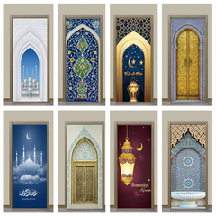 Sticker Door Stickers Home Decor Art Mural Living Room Great Mosque of Mecca Vinly Wallpaper Wall Stickers Porch door mural