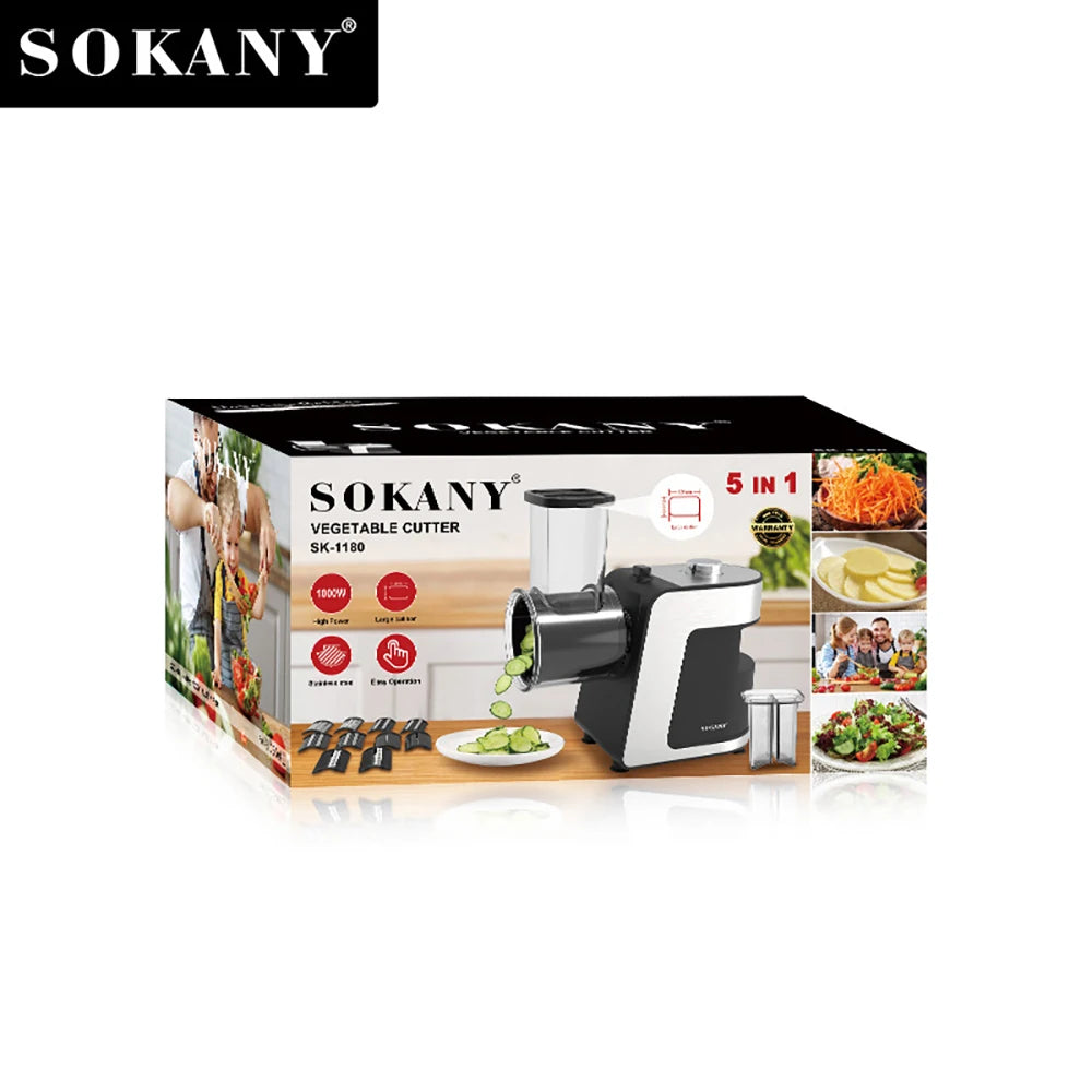 1000W 5-in-1 Electric Vegetable Chopper & Food Processor – Stainless Steel Multifunctional Slicer, Mixer & Cutter (220V)