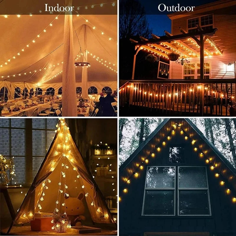 1.5-10m LED Crystal Ball Garland String Lights Indoor Decor Holiday Christmas Lamp 10/20/40/80 LED Fairy Lights Battery Operated