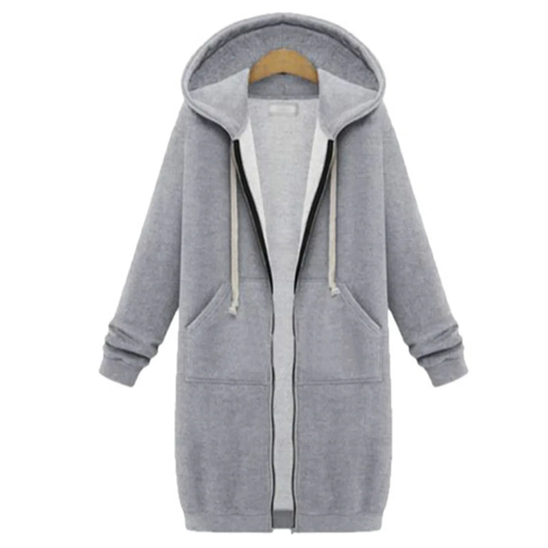 Autumn Long Plush Sweater Womens Oversized Loose Hooded Jacket Cardigan for Women