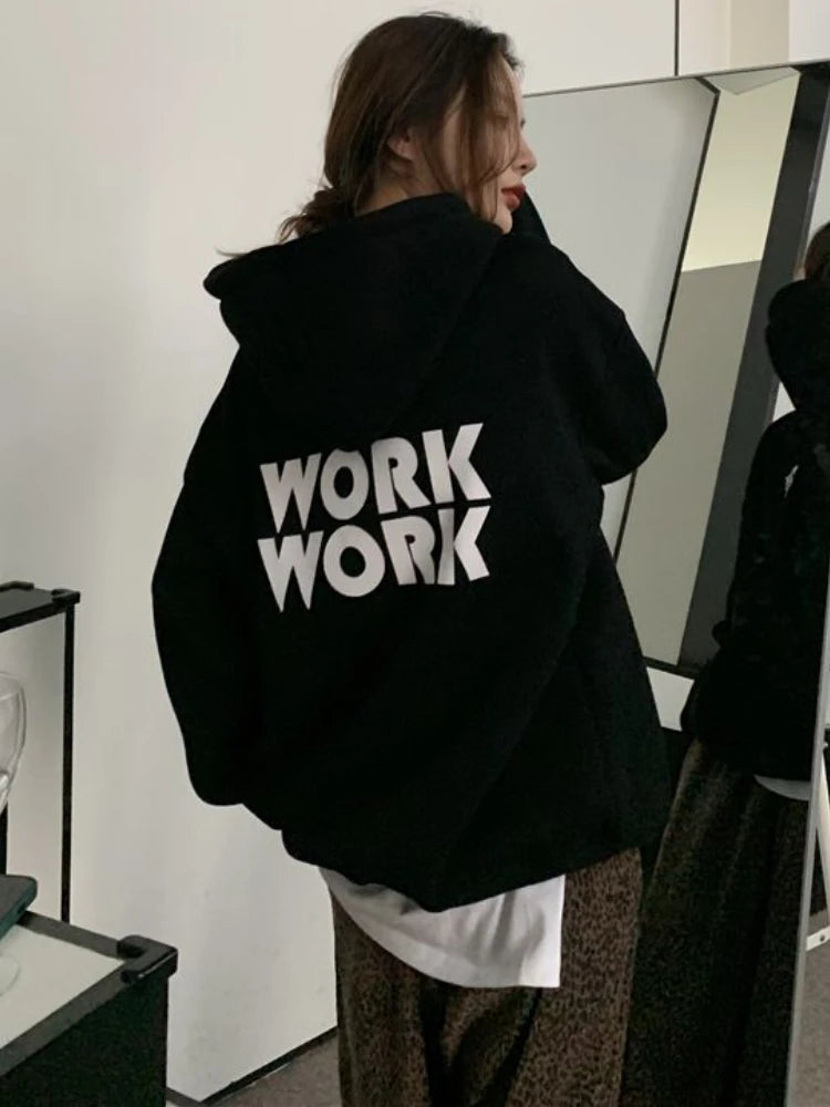 Hoodies Women Streetwear Letter Leisure Students Basic Loose All-match Ulzzang Personality Spring Retro