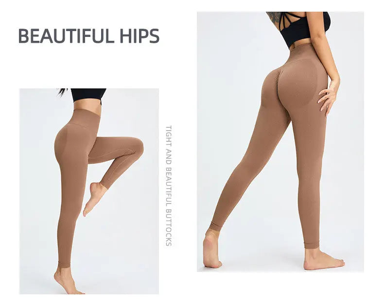 Seamless High Waist Nude Yoga Pants Women's Honey Peach Hip Lifting Tight Fitness Pants Quick Dried Exercise Push Up Yoga Pants