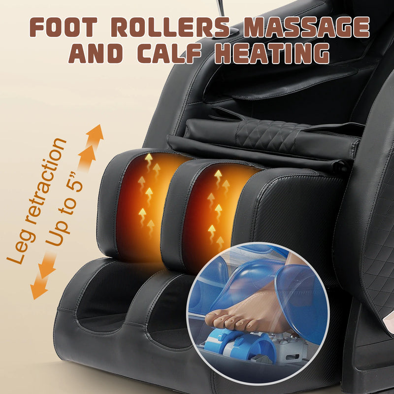 Massage Chair Recliner, Zero Gravity Full Body Massage Chair with Airbags, Heating, Bluetooth Speaker and Foot Rollers