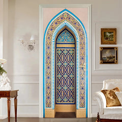 Sticker Door Stickers Home Decor Art Mural Living Room Great Mosque of Mecca Vinly Wallpaper Wall Stickers Porch door mural