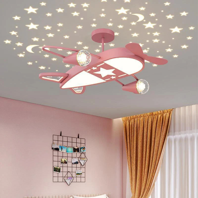 Starry Night Aircraft Chandelier for Kids room girl Bedroom Blue Pink Airplane lamp Children Baby Nursery boy room ceiling light