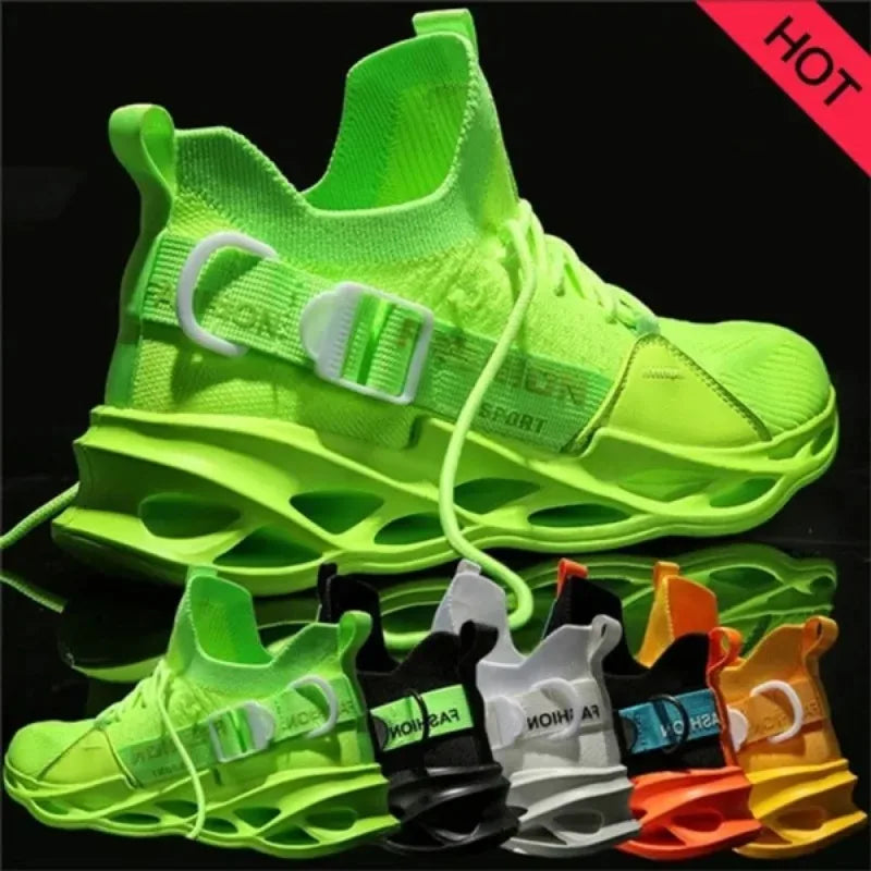 Men's Fashion Running Sneakers Breathable Comfortable Non-slip Shoes Lightweight Tennis Shoes Fluorescent Shoes