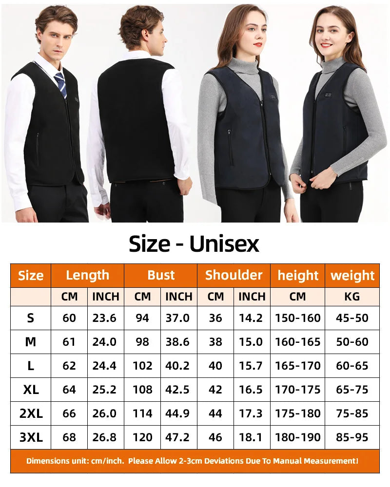 10 Areas Heated Vest Men Women Usb Electric Self Heating Vest Warming Waistcoat Heated Jacket Washable Thermal Heated Clothes