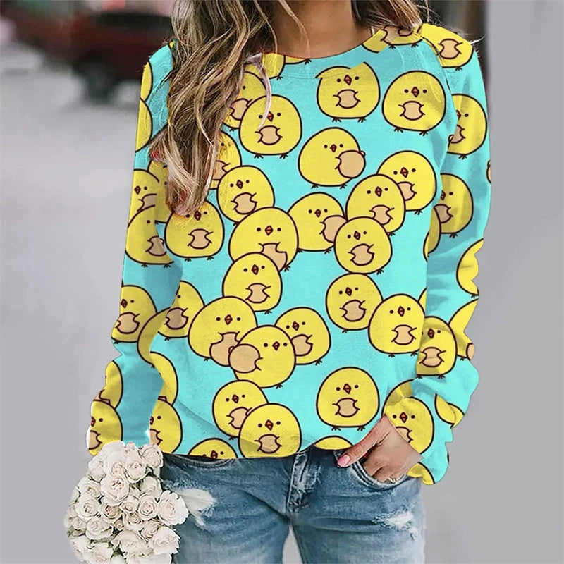 Funny Yellow Baby Duck 3D Print Sweater Women Clothing Casual Fashion Streetwear Sweatshirt Trendy Unisex Long Sleeve Hoodie