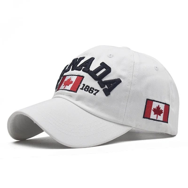 Canada Dad Baseball Cap – Unisex Cotton Cap with Embroidered Maple Leaf Flag, Outdoor Sun Hat for Adults