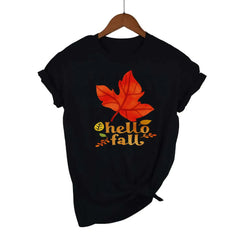 Love Canada T-Shirt – Maple Leaf Graphic & Letter Design, Black Casual Short Sleeve Tee for Women (Harajuku Style)