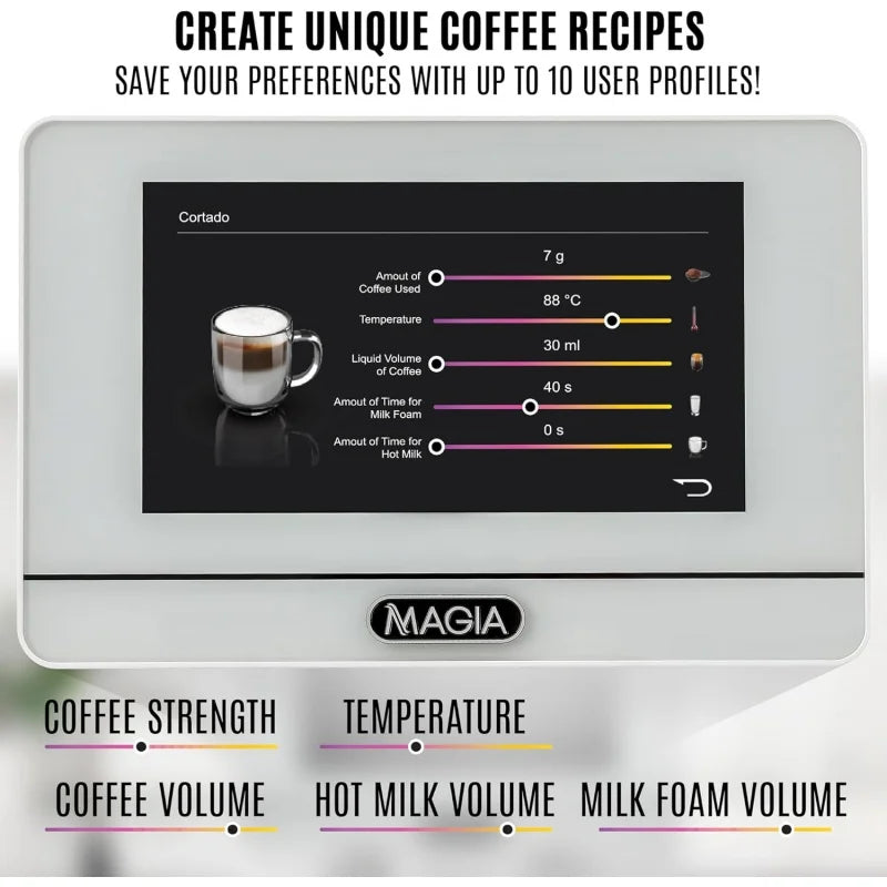 Kitchen Magia Super Automatic Espresso Machine with Grinder - Espresso Maker with Milk Frother & Insulated Milk Contai