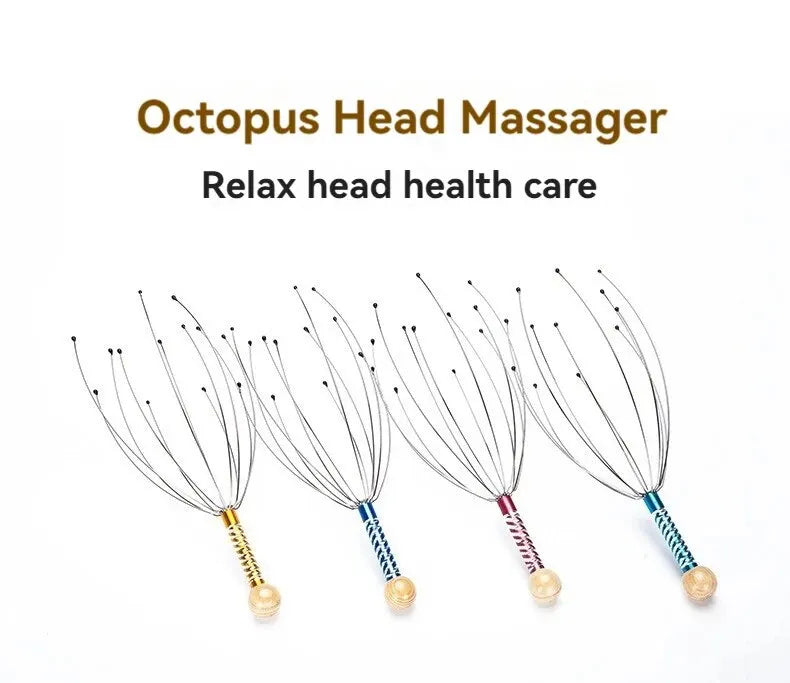 Octopus Head Massager Stainless Steel Engraved Head Relaxer Brain Massage Claw Scalp Scratcher Itch Reliever