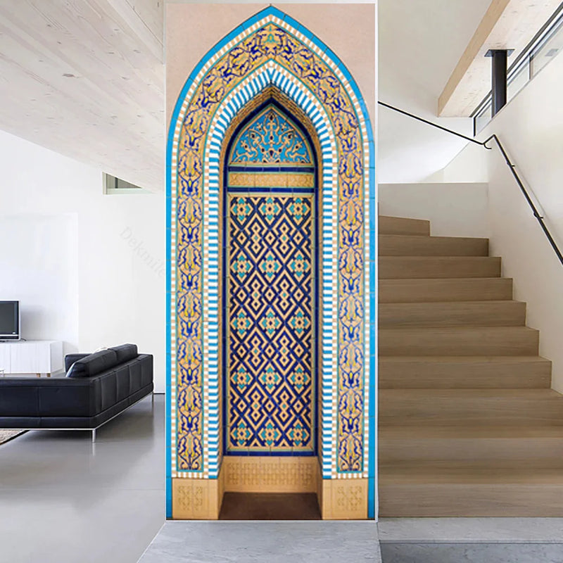 Sticker Door Stickers Home Decor Art Mural Living Room Great Mosque of Mecca Vinly Wallpaper Wall Stickers Porch door mural