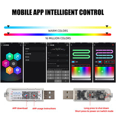 110/140cm Car Ambient LED Lights – RGB Symphony Atmosphere Lamp for Tesla Model 3/Y/S/X with USB APP & Remote