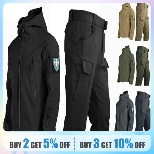 Outdoor Sharkskin Softshell Rushing Jacket Suit Men's Military Fan Windproof Padded Mountaineering Jacket