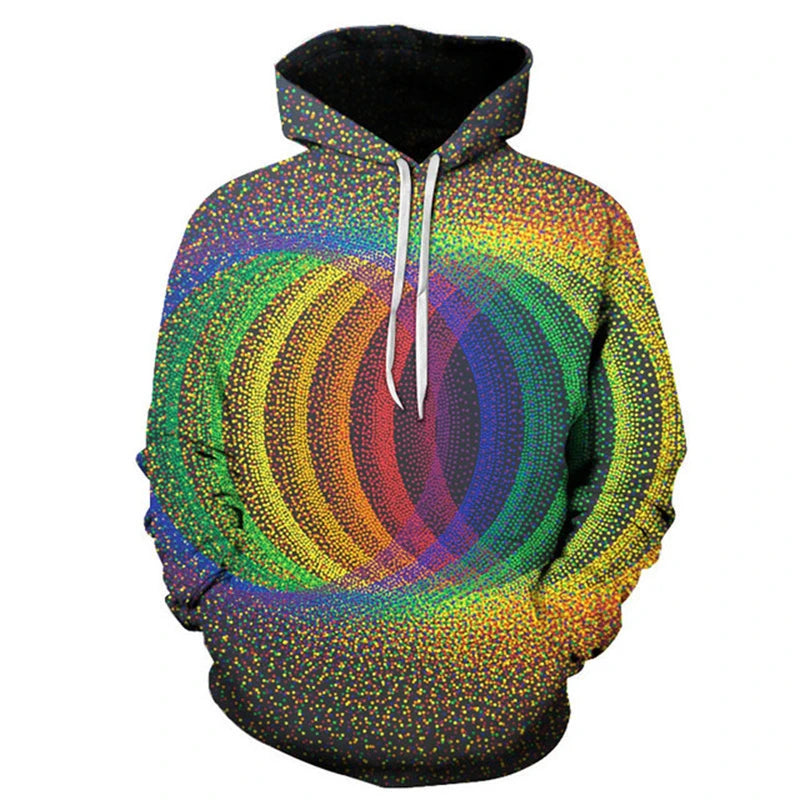 Colorful Flame Hoodie 3D Fluorescent Sweatshirt Men's And Women's AutumnWinter Graphic Optical Illusion Hoodies Pullovers