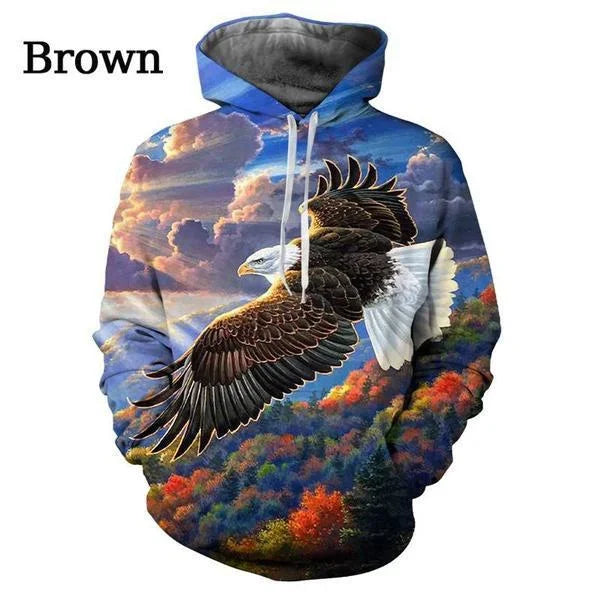 Fashion Funny Street Animal Print Eagle 3d Hoodie Unisex Long Sleeve Hoodie