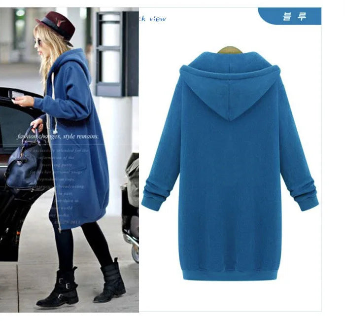 Autumn Long Plush Sweater Womens Oversized Loose Hooded Jacket Cardigan for Women