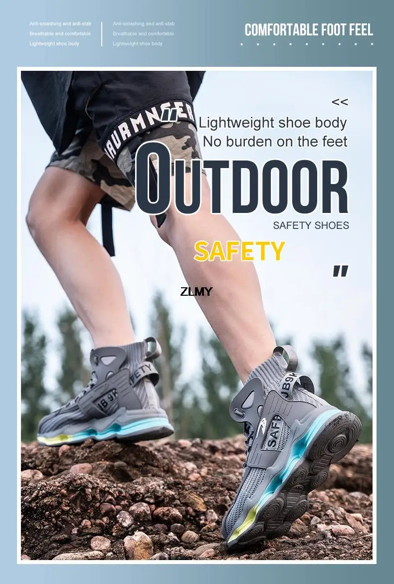 Safety Shoes Men Work Sneaker Steel Toe Shoes Puncture Proof High Top Work Safety Boots Male Lightweight Work Shoes