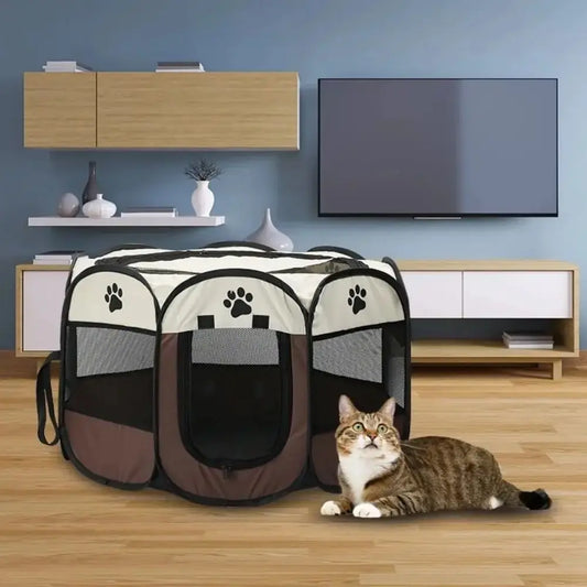 Portable Foldable Pet Tent Kennel – Octagonal Puppy Shelter & Large Dog Cage for Outdoor Use