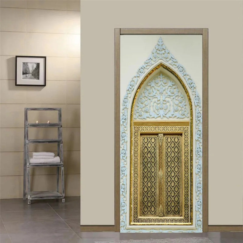 Sticker Door Stickers Home Decor Art Mural Living Room Great Mosque of Mecca Vinly Wallpaper Wall Stickers Porch door mural