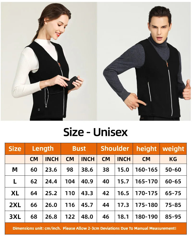 10 Areas Heated Vest Men Women Usb Electric Self Heating Vest Warming Waistcoat Heated Jacket Washable Thermal Heated Clothes