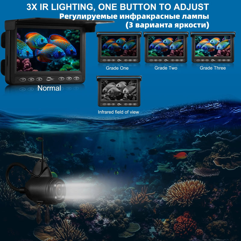 2024 New 5000mAh battery Underwater fishing camera for Fishing room 4.3 inch  fishing finder with IR for Diving chamber