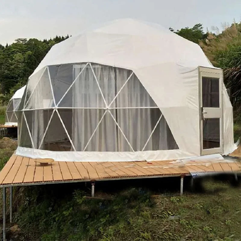 Popular Luxury hotel glamping prefab dome home tent with toilet for camping resort