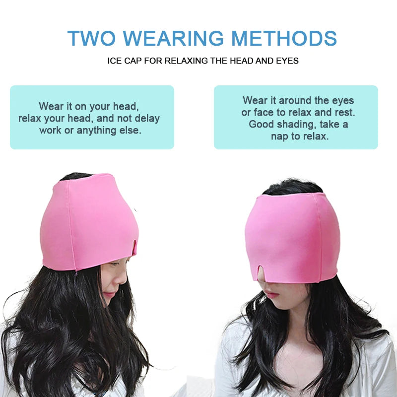 Gel Cold Hot Head Ice Cap Black and Pink Head Wrap Face Mask Head Massage Sleep Eye Mask Health Care Tool