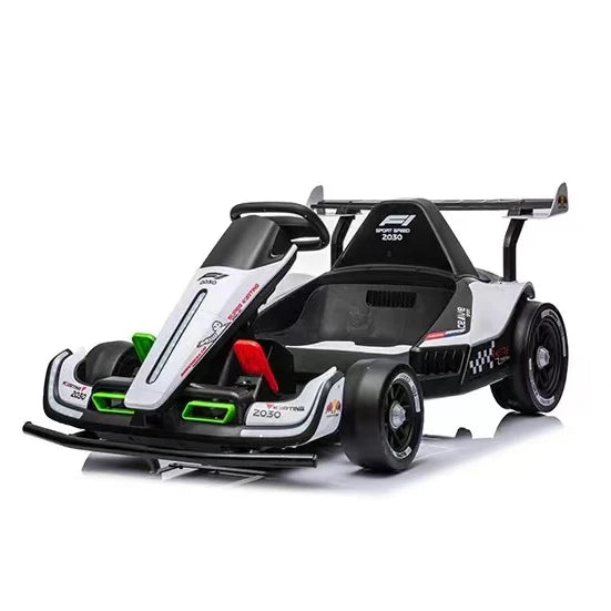 new design 360 degree drifting 24V 10A battery dual drive electric go kart with EVA soft cushion and cool flashing light for kid