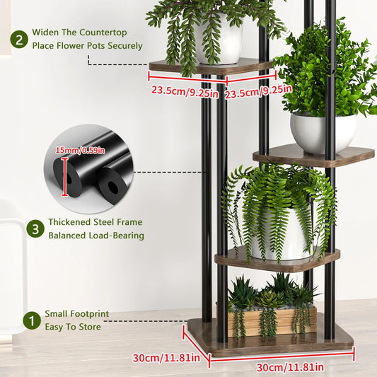 Iron Plant Holder & Flower Stand Rack - Home Garden Storage Shelf for Pots & Decor