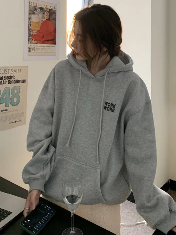 Hoodies Women Streetwear Letter Leisure Students Basic Loose All-match Ulzzang Personality Spring Retro