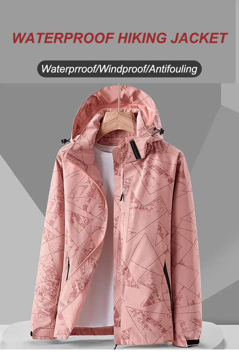 CHRLCK Women's Waterproof Hiking Jacket Reflective Windproof Running Jacket Women Camping Fishing Hunting Trekking Coats