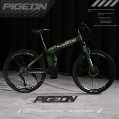 Foldable Mountain Bike for Men & Teens – Dual Shock Absorption, 21-Speed, Road & Off-Road Bicycle for Students & Adults