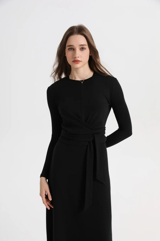 Summer Ribbing Closed-Fit Wrap Top & A-Line Dress High Stretch Matching Set – Chic & Comfortable Women's Outfit